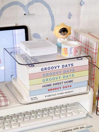 قاعدة واحدة لكتاب من أكريليك شفاف سميك وإبداعي بسيط ذات سعة كبيرة، منظم للمكتب للمستندات والكتب، عودة للمدرسة