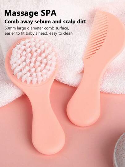 طقم فرشاة شعر للأطفال الرضع، أدوات تصفيف الشعر المشط والفرشاة، فرشاة غسيل وعناية بفروة الرأس للرضع