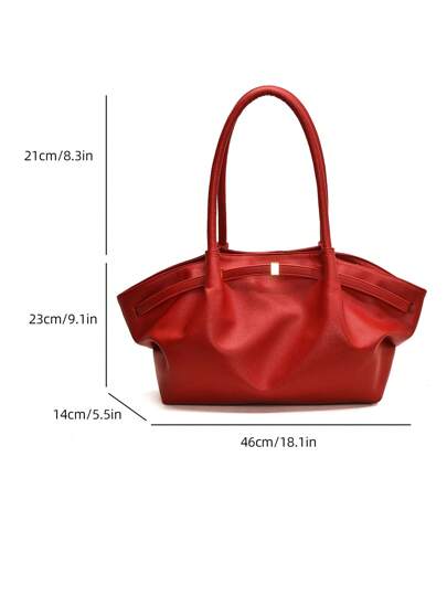 قطعة واحدة حقيبة كتف من الجلد الصناعي ذات لون وحيد للنساء، تتميز بتصميم فينتاج وسعة كبيرة، ذات مقبض مزدوج وإغلاق، مناسبة للسفر والتسوق والمواعدة، هدية مثالية للمراهقات وطالبات الجامعة والسيدات، مناسبة للمكتب والمدرسة والعمل والتنقل والأنشطة الخارجية والسف