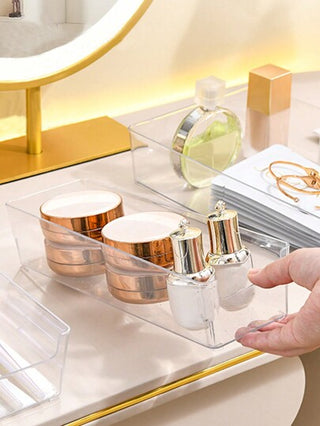 صندوق تخزين مستحضرات التجميل على المكتب ، مجموعة مجلد بلاستيك شفاف للتنظيم 2 قطعة/ 6 قطع ، صندوق تخزين درج شفاف ، صندوق تخزين راقي ، منظمات درج المكتب والصناديق التخزينية للمكياج والمجوهرات والأجهزة في المطبخ والغرفة والحمام والمكتب