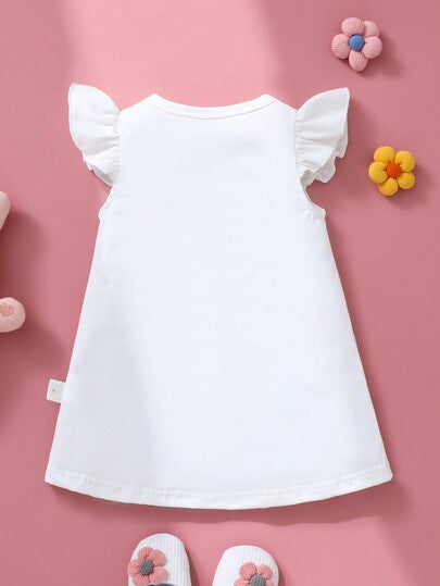 فساتين بيبي Persoplay Kids فستان بناتي أنيق على شكل أرنب عيد الفصح، بطبعات زهور وفراشات في خط A، من قماش محبوك ناعم ومريح، صالح للارتداء اليومي، تصوير عيد الفصح، الأنشطة الخارجية، الاستخدام المنزلي اليومي، عناصر أساسية متعددة الاستخدامات