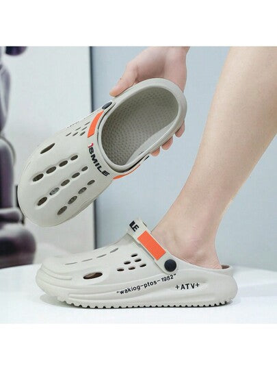 زوج من الأحذية الخفيفة الراحة لرجال النعال المحفورة للحديقة مقاومة للانزلاق, أحذية صيفية شبكية للرجال لغير رسمي خارجي منع الانزلاق بنعل سميك نعال شاطئ