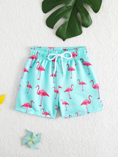 مايوه أولادي شورت شاطئ منسوج مطبوع برسومات البلبل للأطفال الرضع والصغار