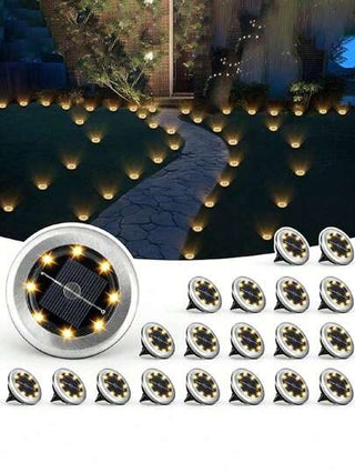 4/8/12 وحدة أنوار أرضية تعمل بالطاقة الشمسية - إضاءة خارجية مقاومة للماء لممرات المشاة والحدائق والفناء والممرات المنزلية - أضواء قرص شمسية ب- 8 مصابيح LED