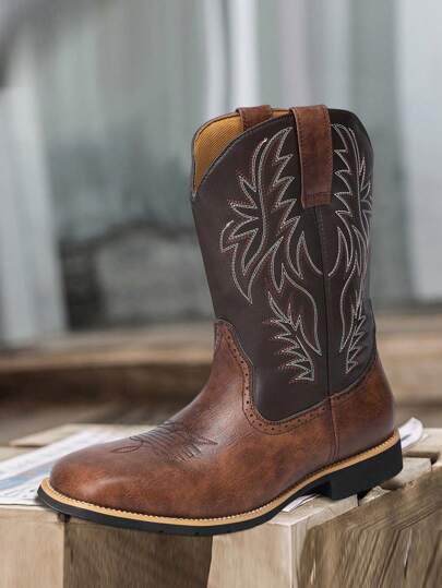 بوت رجالية، بوت دراجات نارية أنيقة ومتعددة الاستخدامات، بوت بنية، بوت غربية، بوت للحصان، قصيرة، متوسطة السُّلم، خط أبيض