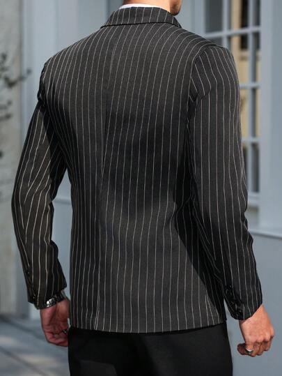 Manfinity Mode جاكيت رجالية كاجوال مخططة بياقة متباينة من ماندفينيتي جاكيت