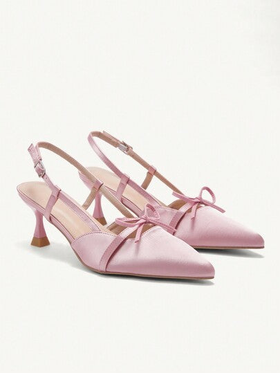 CUCCOO CHICEST حذاء كعب الكعب العالي النسائية ذات الفيونكة الوردية والكعب الرفيع أنيقة عتيقة مريحة وعملية، موديل جديد أحذية كعب عالي نسائية عصرية