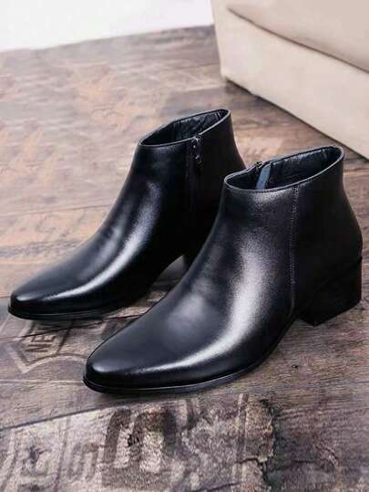 بوت رجالية، بوت جلدية ذات رأس مدبب عالي الرقبة، بوت قصيرة موضة وشاملة، بوت رجالية، بوت تشيلسي