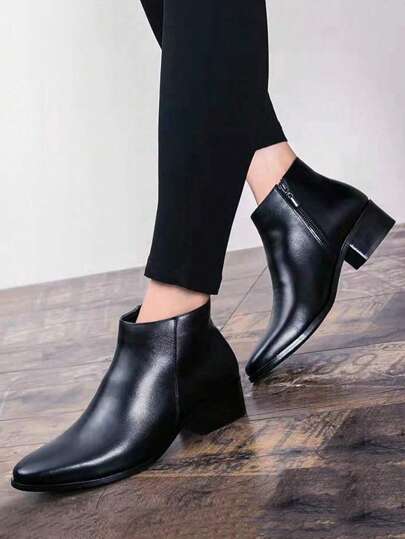 بوت رجالية، بوت جلدية ذات رأس مدبب عالي الرقبة، بوت قصيرة موضة وشاملة، بوت رجالية، بوت تشيلسي
