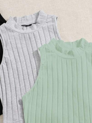 EZwear بلايز بحمالات محبوك الصاف كاجوال