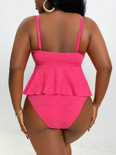 Slaydiva مجموعة تانكيني بحجم كبير للنساء بنقشات جميلة وكشكشة على أحزمة الكتف لحفلات الشاطئ وأيام الصيف والعطلات ، 2 قطعة/المجموعة