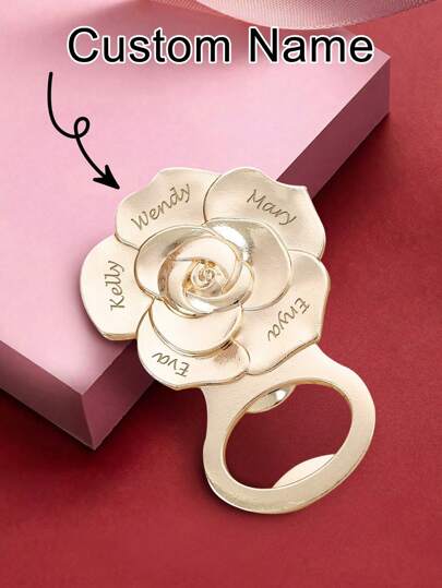 تصميم شخصي 7 أسماء ، هدية للعروس ، فتاحة زجاجات وردة ذهبية للحب ، هدايا حفل الزفاف مع علبة تغليف راقية ، هدايا للضيوف في الزفاف والخطوبة والأعياد ، هدايا للصديقات والأجداد وعيد الحب وعيد الأم