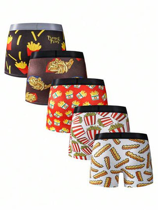 Happy Jammies 5 قطع طقم سروال داخلي رجالي بطبعة أصابع البطاطس بتصميم عصري