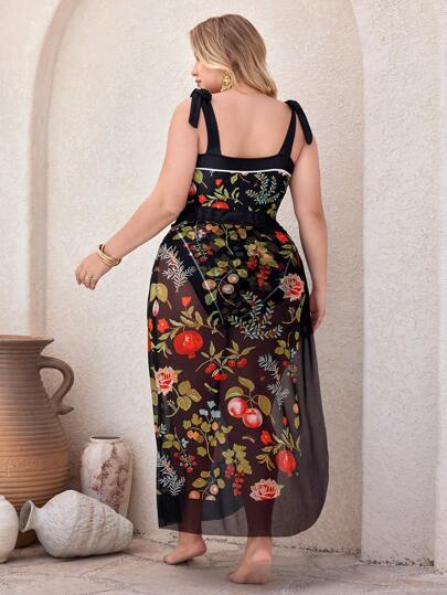 Swim Oasis بدلة سباحة من قطعة أو قطعتين للمرأة البدينة مطبوعة بتصميمات أنيقة من الزهور والفواكه