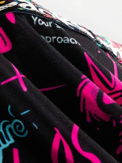 5 قطع/ عبوة سراويل داخلية قصيرة مريحة ومنفذة للهواء للرجال بطباعة الغرافيتي