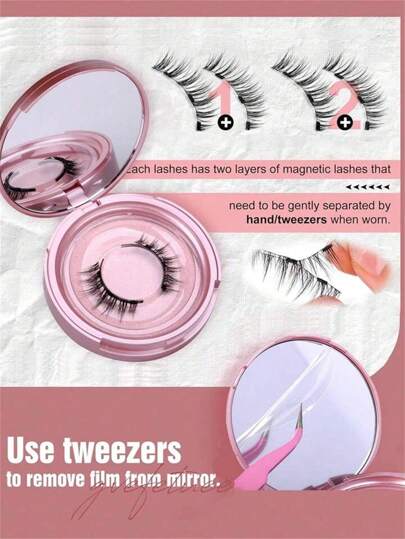 2 زوج من الرموش المغناطيسية مع المقاطع المغناطيسية، سريعة وسهلة الاستخدام، قابلة لإعادة الاستخدام بدون غراء، مريحة للارتداء والإزالة، مناسبة للمكياج اليومي ومكياج المسرح وتصوير الأعراس