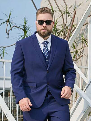 بدلة رجالية كاجوال بلون الأزرق الداكن مقاس كبير، بليزر أعمال كاجوال