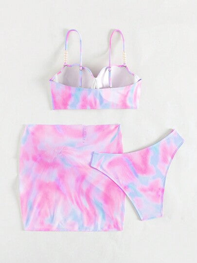 SHEIN Swim إطلالات صيفية لموسم الإجازات 2 قطعة طقم بكيني و تنورة