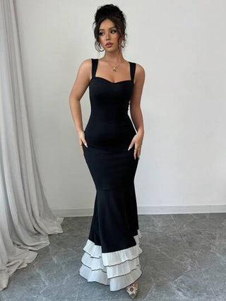 فساتين حريمي Elenzga فستان أنيق للنساء بنقشة ألوان مختلفة وذيل سمكة
