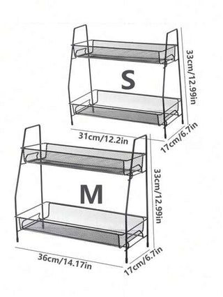 SHEIN قطعة واحدة رف حديدي مكون من طابقين لتخزين المطبخ ، رف عرض للمستحضرات التجميلية للمنضدة، رف للتوابل، سلة تخزين للمكتب، منظم تخزين للحمام والمستحضرات التجميلية، ملحقات تخزين الدش، المكتب المنزلي، ديكور المنزل، ديكور الغرفة، مناسبة للمطبخ والحمام...