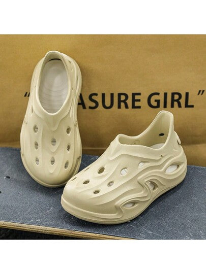 زوج من الأحذية المريحة الخفيفة الوزن للرجال كلوغز مفرغة مضادة للانزلاق لأحذية الحديقة، صنادل صيفية شبكية للرجال للاستخدام اليومي الخارجي مانعة للانزلاق سميكة القاعدة