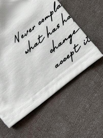 مجموعة تي شيرت كم قصير برقبة دائرية مع شورت خصر مرن للمراهقين - بتصميم رسوم جرافيتي وطباعة حروف، مناسبة للخريف والربيع والصيف، للعب في الهواء الطلق والمدرسة والتصوير الشارعي والحفلات والارتداء اليومي