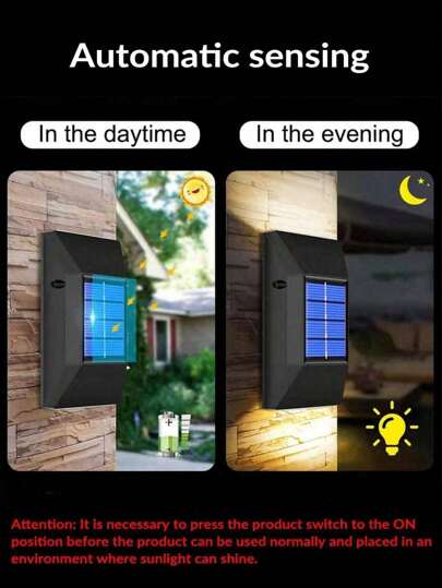 قطعتان من أضواء الحائط المضاءة ذات الشكل الفرابيزي الأسود توهج لأعلى وأسفل، أضواء ليد على الطاقة الشمسية للخارج مضادة للماء للسلالم والحوائط، موفرة للطاقة وسهلة التركيب، ديكور حديث مناسب لإضاءة منظر المنزل، الحديقة، ممر، شرفة، حمام السباحة، والحفلات العائ