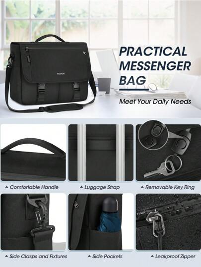 NEWHEY حقيبة رسول للرجال، حقيبة رسول مقاس 15.6 بوصة مقاومة للماء لحمل الحاسوب المحمول، حقيبة خصر كاجوال كبيرة للرجال لاستخدام الجامعة والعمل المكتبي، حقيبة موضة للحمل على الكتف