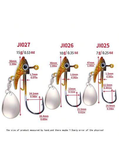 HENGJIA 25قطعة/صندوق طعم صيد سمك معدني دوار مرصع بالترتر VIB ، طعم سمكة 7 جرام/10 جرام/15 جرام ، طعم دوار متموج مناسب لصيد الأسماك ، وزن متوازن