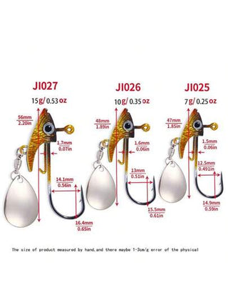HENGJIA 25قطعة/صندوق طعم صيد سمك معدني دوار مرصع بالترتر VIB ، طعم سمكة 7 جرام/10 جرام/15 جرام ، طعم دوار متموج مناسب لصيد الأسماك ، وزن متوازن