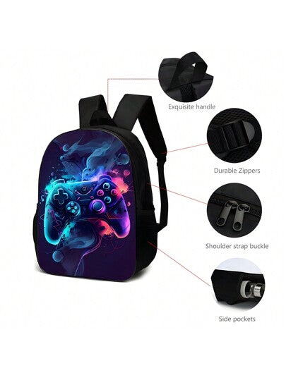 3 حقائب ظهر للمدرسة للأولاد والبنات، حقائب ظهر المزودة بميزات ألعاب كرة القدم للمراهقين والطلاب الابتدائية والمتوسطة والثانوية، سعة كبيرة 16 بوصة، حقائب مدرسية مع حقائب كتف وأقلام