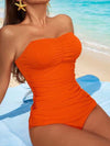 طقم تانكيني حريمي Swim Lushoire المرأة ال- طراز الصيفي لون أساسي مجعد شكل بندينا شورت كاجوال تانكيني