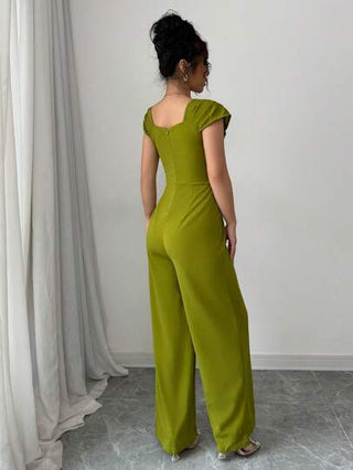 Modelyn جمبسوت نسائية ذات لون أحادي وياقة مربعة، للارتداء اليومي العادي