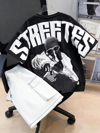 مايوه حريمي قطعة واحدة مجموعة من 2 قطعة من تي شيرت كاجوال بأكمام قصيرة مطبوع عليه رسم وشورت مريح للبنين الصغار