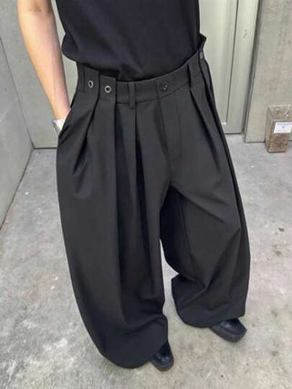 Manfinity Hypemode بنطلون رجالي واسع الساق مصمم بخصر مرتفع منفوش فضفاض بارز حسب آخر صيحات الموضة من Manfinity