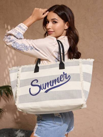 BAE حقيبة كبيرة السعة كاجوال للنساء لفصل الصيف، حقيبة كتف، حقيبة يد