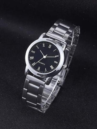 1 قطعة ساعة كوارتز صغيرة ذات قرص أسود معدني أنيقة وعصرية، هدية مناسبة للأطفال، مناسبة للارتداء اليومي وخاصة في رمضان