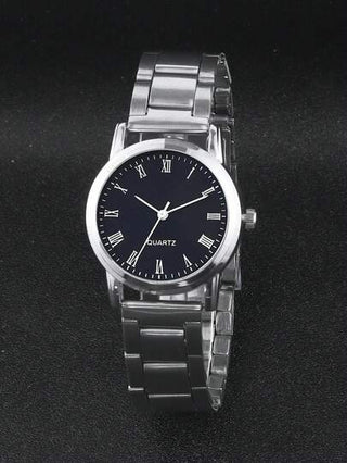 1 قطعة ساعة كوارتز صغيرة ذات قرص أسود معدني أنيقة وعصرية، هدية مناسبة للأطفال، مناسبة للارتداء اليومي وخاصة في رمضان