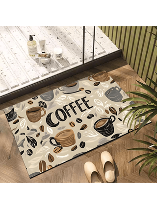 قطعة واحدة من السجادة المكتبية السيليكونية بطراز القهوة، يمكن استخدامها كسجادة أرضية أو سطح طاولة أو حمام، مقاومة للانزلاق، قابلة للغسل، ماصة للماء ومقاومة للبقع، مناسبة للمزرعة والمدخل والديكور الداخلي والمطبخ وغرفة الطعام والمكتب المنزلي الصغير...