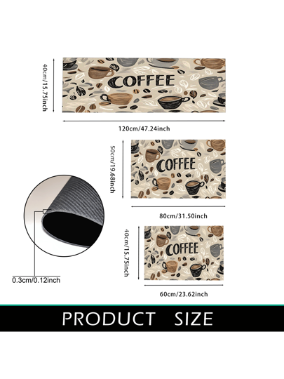 قطعة واحدة من السجادة المكتبية السيليكونية بطراز القهوة، يمكن استخدامها كسجادة أرضية أو سطح طاولة أو حمام، مقاومة للانزلاق، قابلة للغسل، ماصة للماء ومقاومة للبقع، مناسبة للمزرعة والمدخل والديكور الداخلي والمطبخ وغرفة الطعام والمكتب المنزلي الصغير...