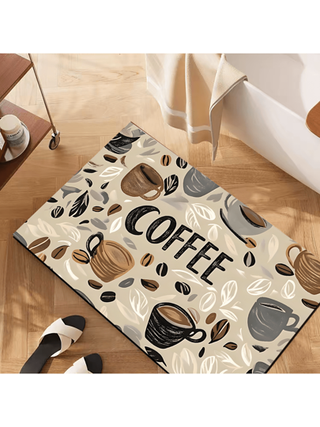 قطعة واحدة من السجادة المكتبية السيليكونية بطراز القهوة، يمكن استخدامها كسجادة أرضية أو سطح طاولة أو حمام، مقاومة للانزلاق، قابلة للغسل، ماصة للماء ومقاومة للبقع، مناسبة للمزرعة والمدخل والديكور الداخلي والمطبخ وغرفة الطعام والمكتب المنزلي الصغير...