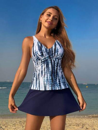طقم تانكيني حريمي Swim Lushoire طقم بحري قطعتين للنساء، شورت و توب كروب أمامي متداخل للربيع