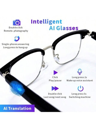 SENBONO نظارات ذكية SENBONO أصلية موديل 2025 بترجمة AI مدمجة والميكروفون والسماعات، مكالمات صوتية عالية الجودة وتشغيل الموسيقى، نظارات ذكية للصوت، مناسبة للرياضة والقيادة والصيد والارتداء اليومي بالمنزل، مفضلة للرجال والنساء، أفضل هدية للرجال والنساء