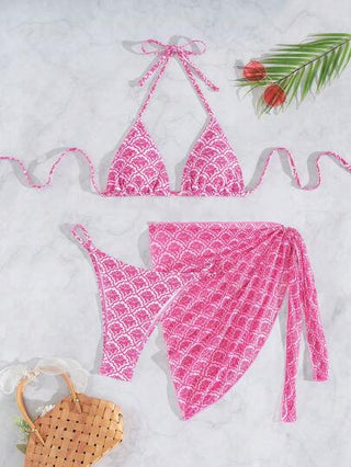 Swim بيكيني للنساء 3 قطع: ملابس علوية بشريط للرقبة ، سروال مقطع, تنورة غطاء، أنيقة وعصرية للاستخدام اليومي، مناسبة لرحلات الشاطئ الصيفية