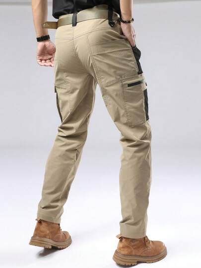 LEDUNTINO بنطلون رجالي كاجوال للمناسبات الخارجية، رياضي، كارجو، باللونين الأخضر والرمادي، هدية للزوج/الصديق، بنطلون رجالي للربيع والخريف، متعدد الجيوب، للتنزه، الصيد، السفر