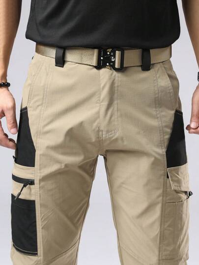 LEDUNTINO بنطلون رجالي كاجوال للمناسبات الخارجية، رياضي، كارجو، باللونين الأخضر والرمادي، هدية للزوج/الصديق، بنطلون رجالي للربيع والخريف، متعدد الجيوب، للتنزه، الصيد، السفر