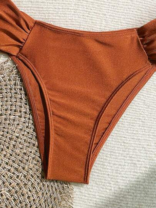 Swim Chiccia مجموعة بكيني معدني مزخرف مخصر جذاب مزين بكشكشة للنساء لقضاء العطلة الربيعية، مناسبة للشاطئ والعطلات الصيفية، مصنوعة من مواد نباتية