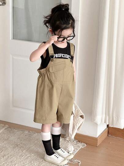 تيشيرتات بناتي DAZY 2 قطعة/طقم قميص كاميسول بطبعة حرف وشورت أطفال للبنات