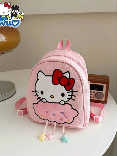 Sanrio حقيبة خفيفة متعددة الاستخدامات للتسوق والحفلات بتصميم كارتوني لطيف يظهر قطة سوداء ميلودي قابلة للعكس للاستخدام الخارجي اليومي أو كحقيبة للوجبات الخفيفة، حقيبة ظهر كلب كانيلا مع أشرطة كتف قابلة للتعديل من هالو كيتي