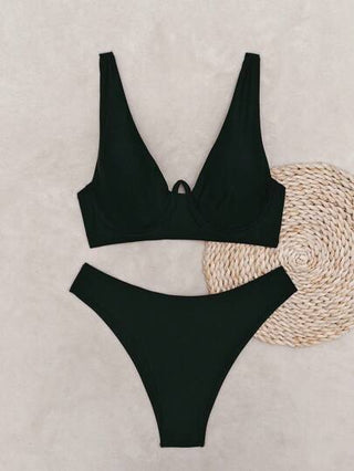 طقم تانكيني حريمي Swim SXY مجموعة أطقم كامسول جسمي صلبة ذات حمالات سلكية للنساء، قطعتان، مناسبة للأجواء الصيفية والعطلات الشاطئية وأجواء المهرجانات ذات الطابع البوهيمي